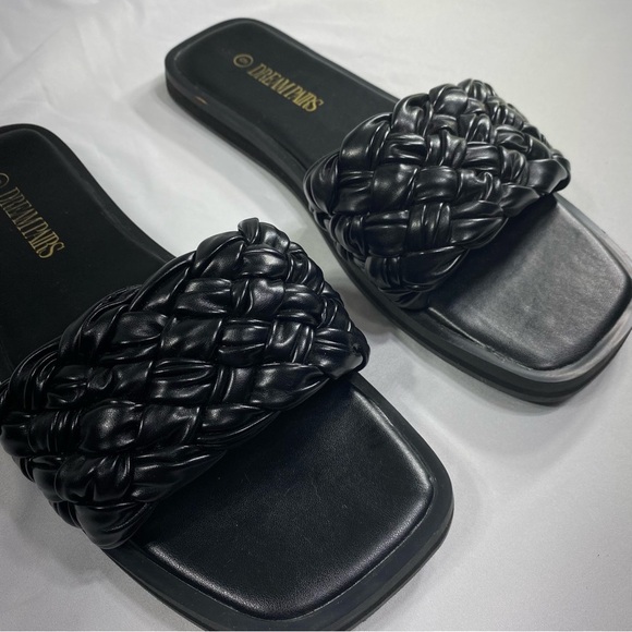 Dream Pairs Women’s Braided Strap Square Toe Open Toe Slide - Picture 2 of 6